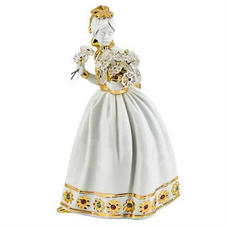 Vintage Capodimonte R.G. Limoges Porcelain & Swarovski Crystal Figurine