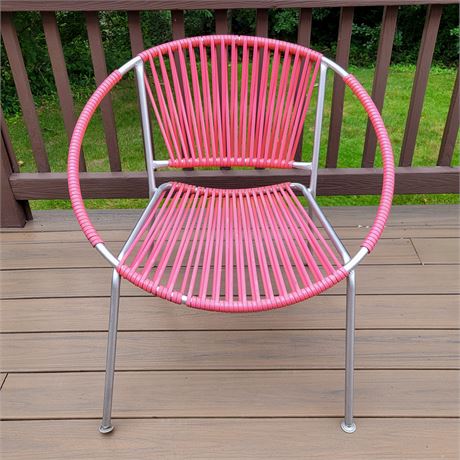 1960s Mid-Century Modern Pink Hoop Chair