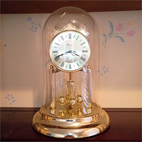 Concordia Anniversary Clock – Westminster Chime, Brass with Glass Dome