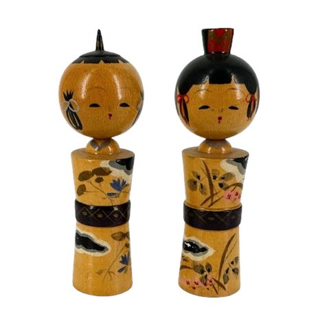 Japanese Kokeshi Dolls Man & Woman