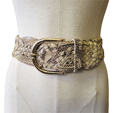 Michael Kors Braided Python Print Leather Belt