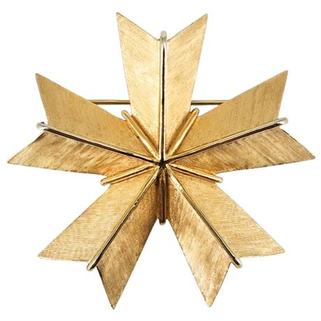 Signed Vintage Crown Trifari Maltese Cross Star Brooch