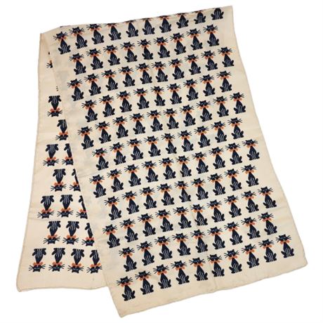 Vintage Cats Rectangle Scarf w/ Hand Rolled Edges