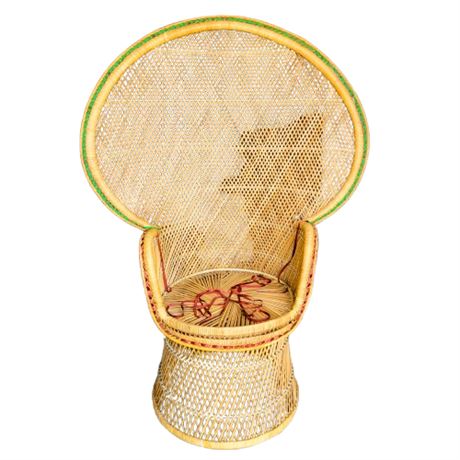 Vintage Large Wicker Peacock Chair Tiki Room Decor