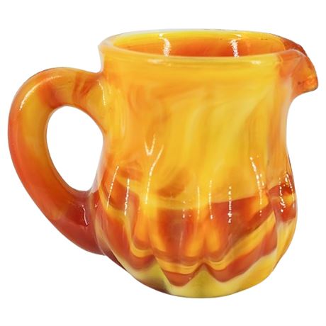 Vintage BOYD UV Reactive Persimmon Slag Glass Individual Cream Pitcher