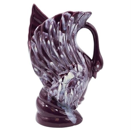 Vintage Royal Haeger R856 Plum Drip Glaze Ceramic Swan Vase