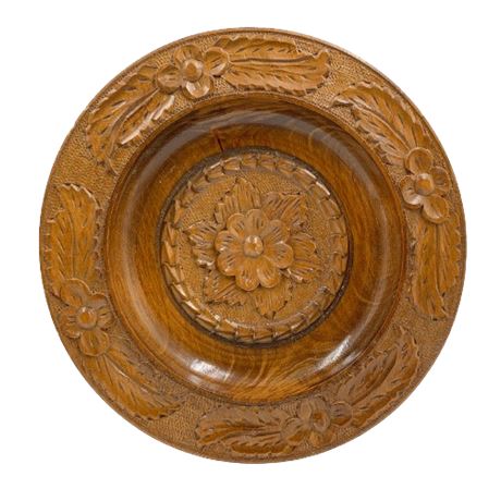 Wooden Carved Folk Art Decorative Plate