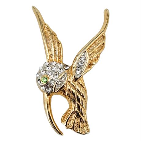 Vintage Rhinestone Hummingbird Brooch