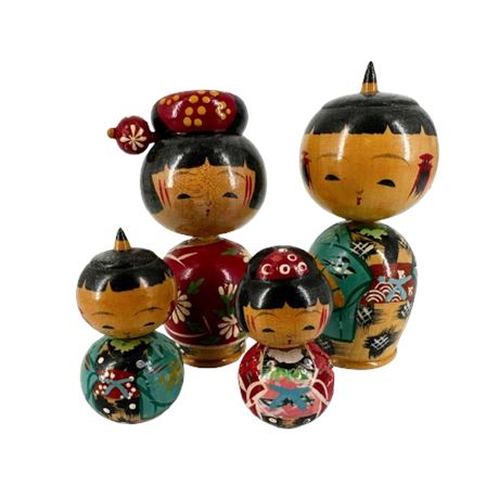 Japanese Kokeshi Doll Family of 4