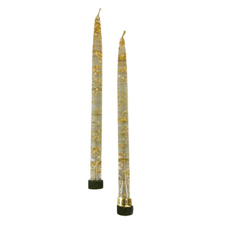 Pair of Vintage Gregorian Inc Acrylic Gold Flake Candlesticks