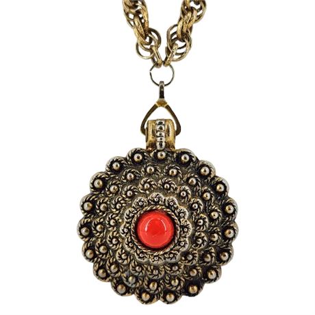 Signed Vintage CALLEJERO Solid Perfume Locket Necklace