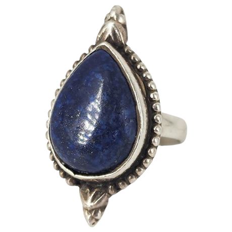 Vintage Sterling Silver Lapis Lazuli Ring, Sz 5.5