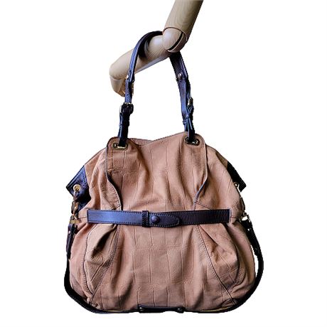 Kooba Embossed Nubuck Leather Convertible Shoulder/Crossbody Bag