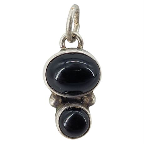 Vintage Sterling Silver Black Onyx Pendant