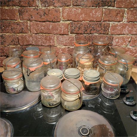 Clear Glass Mason Jar Lot w/ Lids