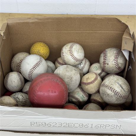 Box of Baseballs & Softballs