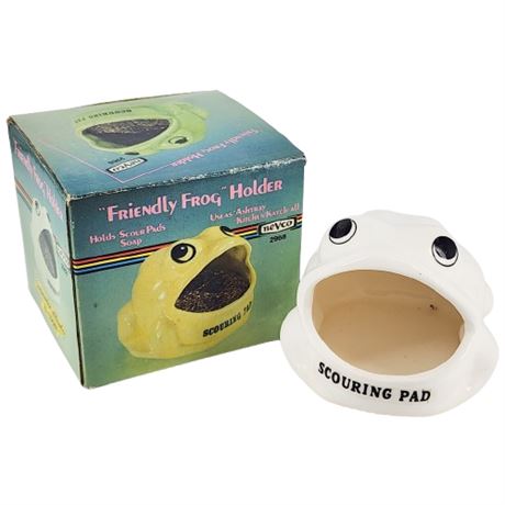 Vintage Nevco "Friendly Frog" Ceramic Scouring Pad Holder, New Old Stock