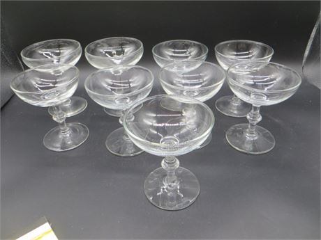 9 Vintage 1960's Cocktail Glasses/Elegant Coupe Champagne Glasses