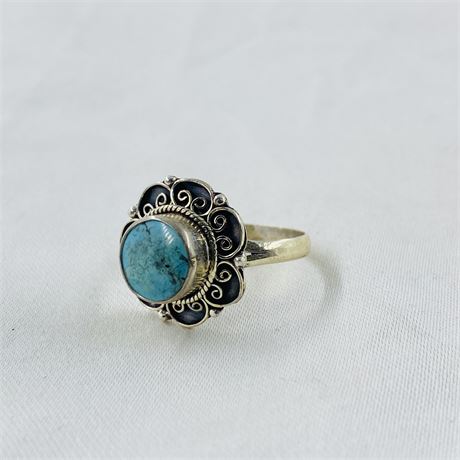 5.7g Sterling Turquoise Ring Size 9.25