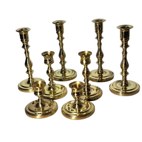 Baldwin Brass Candlestick Lot- (8) 4 pairs