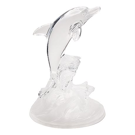 Cristal D'Arques Dolphin Figurine w/ Frosted Waves Base