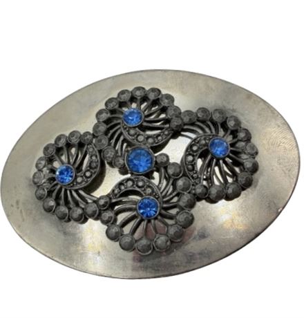 Belt Buckle with Blue Rhinestones