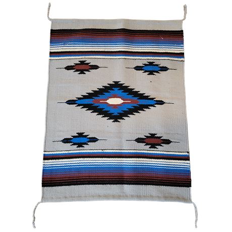 Hand Woven Southwestern Gray Wool Tapestry