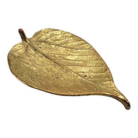 Virginia Metalcrafters Solid Brass Paper Mulberry Leaf Trinket Dish CW3-27