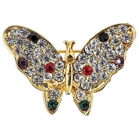 Vintage Rhinestone Butterfly Brooch