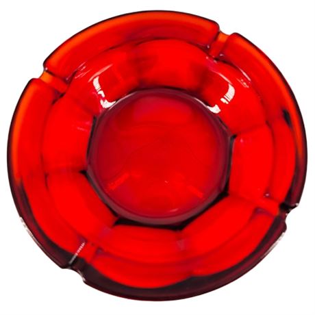 Vintage Mid-century Ruby Red Glass Ashtray