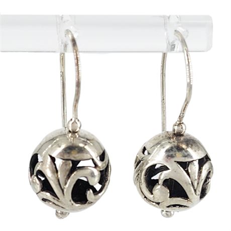 Signed Silpada Sterling Silver Openwork Ball Earrings