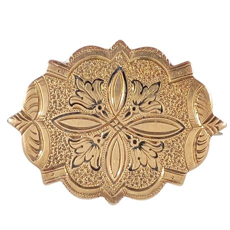 Victorian-Style Engraved Gold-Tone Brooch and Pendant