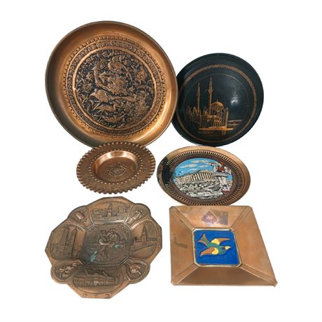 Set of 6 Copper Decorative Plates