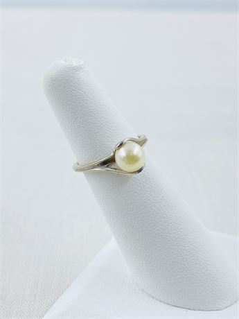 Vintage 14k White Gold Pearl Ring Size 4.75