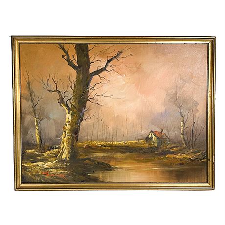 Signed Sang Oil on Canvas Landscape Painting