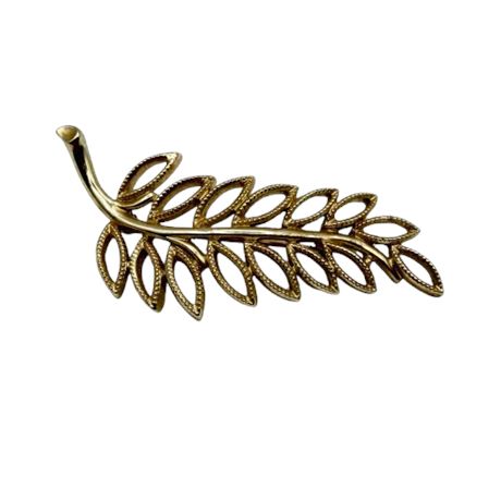 Vintage Gold Tone Branch Pin with Leaves
