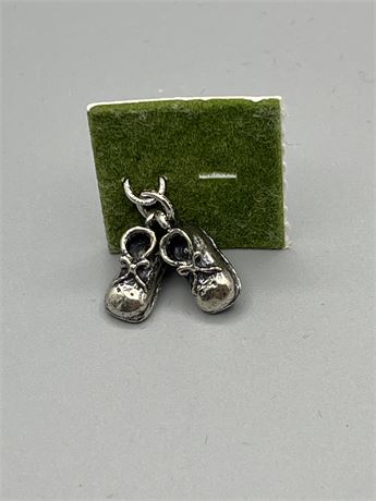 Vintage silver charm baby booties