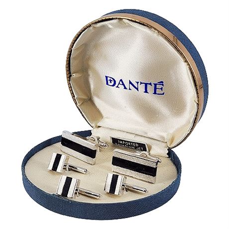 New in Box Dante Bavarian Jet Cufflinks/Buttons Set
