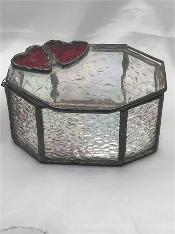 Handmade art glass trinket box