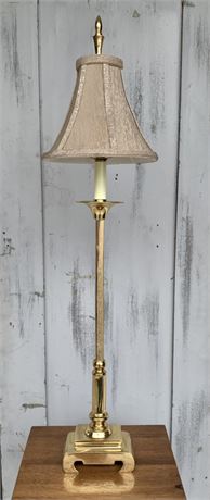 Thin 33” tall Brass Table Lamp with Weighted Base