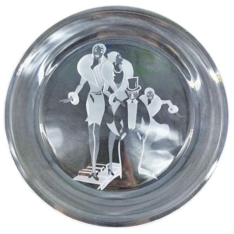 Vintage 1982 Fenton Sand-Carved Plate "Sophisticated Ladies"