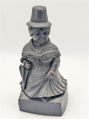 Rare Vtg Hand Cast Welsh Coal Woman Figurine