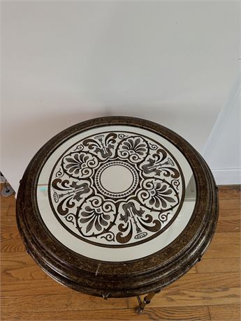 Round Mirror Top Side Table