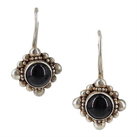 Sterling Silver & Black Onyx Drop Earrings