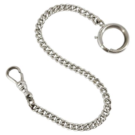 Vintage Silver Tone Pocket Watch Chain