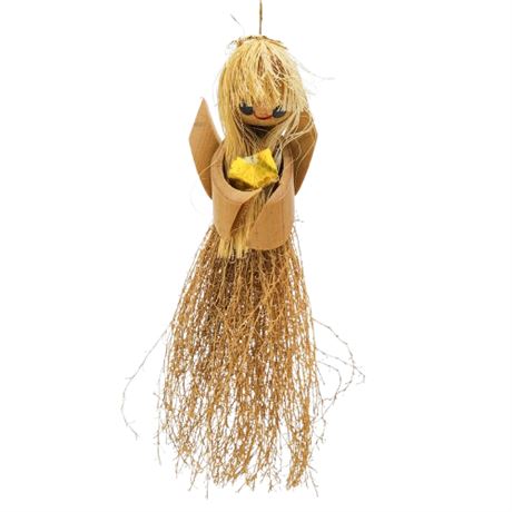 Vintage Handmade Straw Angel Ornament