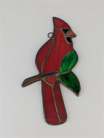 Handmade Stained Glass Red Cardinal suncatcher