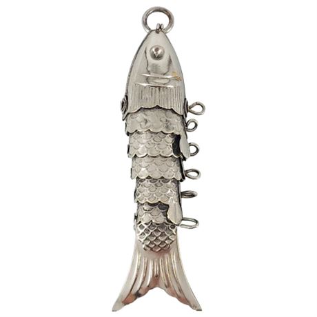Larger Vintage Silver Plated Articulated Fish Pendant