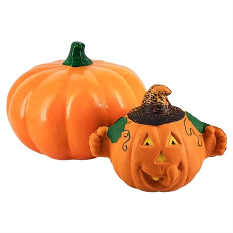 Pair Flawed Halloween Jack-o-Lantern Decorations