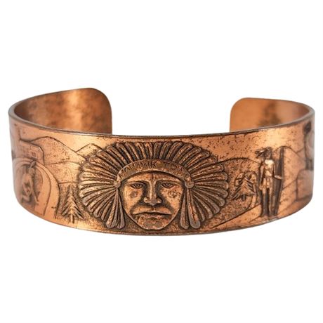 Vintage "Mohawk Trail" Copper Cuff Bracelet